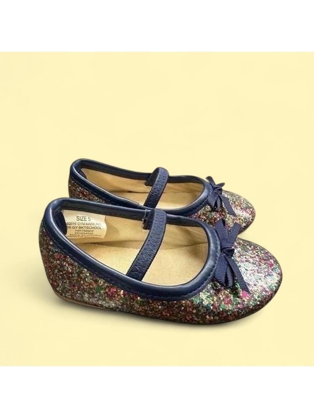 Gymboree Glitter Mary Jane Flats Toddler Girls Size 5 Navy Blue Sparkle Shoes